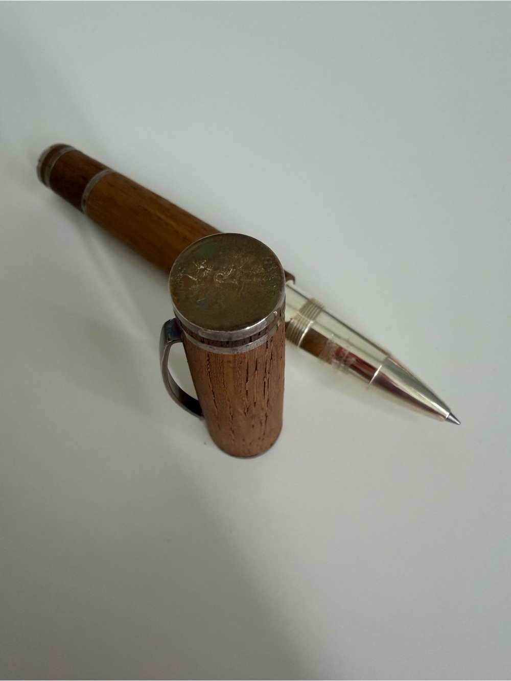 Wood & Metal Rollerball Pen - Brown and Silver
